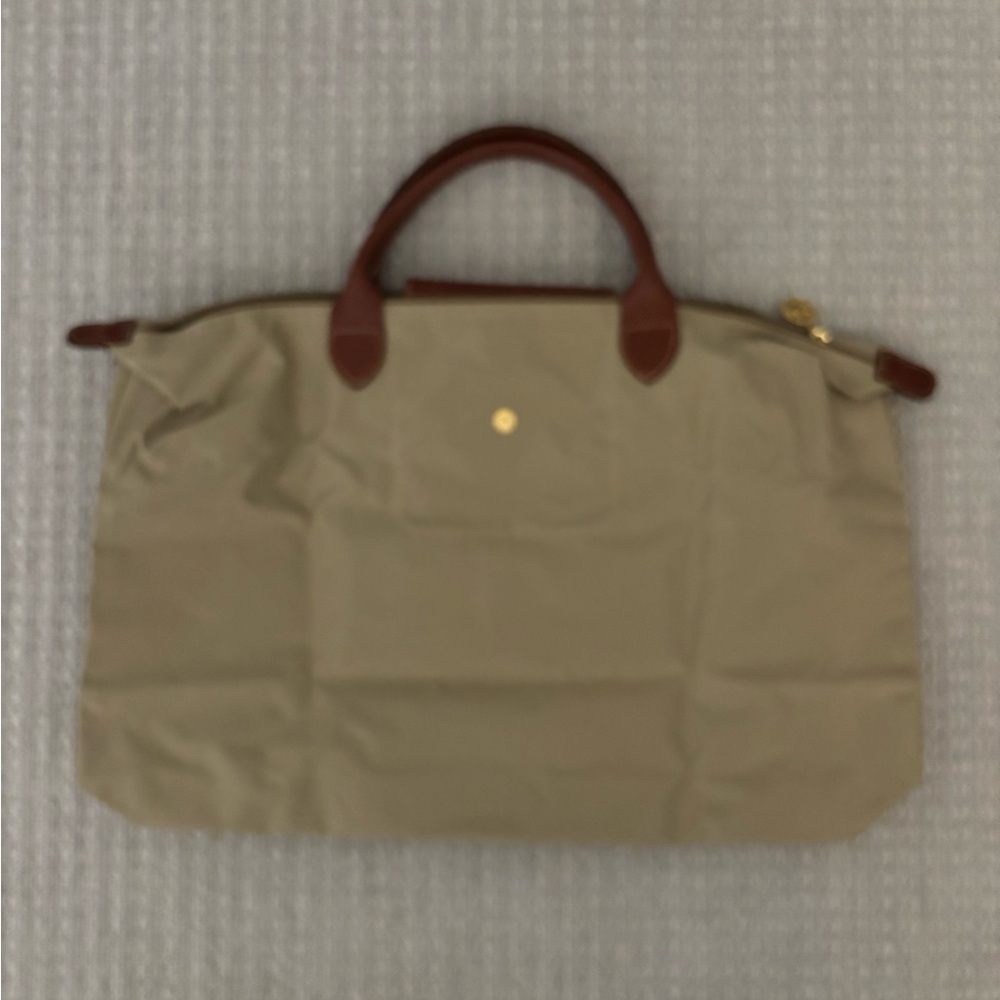 Longchamp Le Pliage Work Bag with Brown Handles